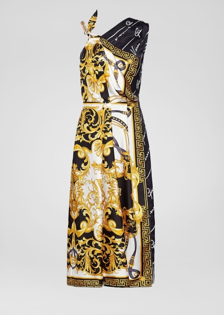 Rochie Versace Versace V Barocco Print Asymmetric Silk Dama | ELIHXKS-50